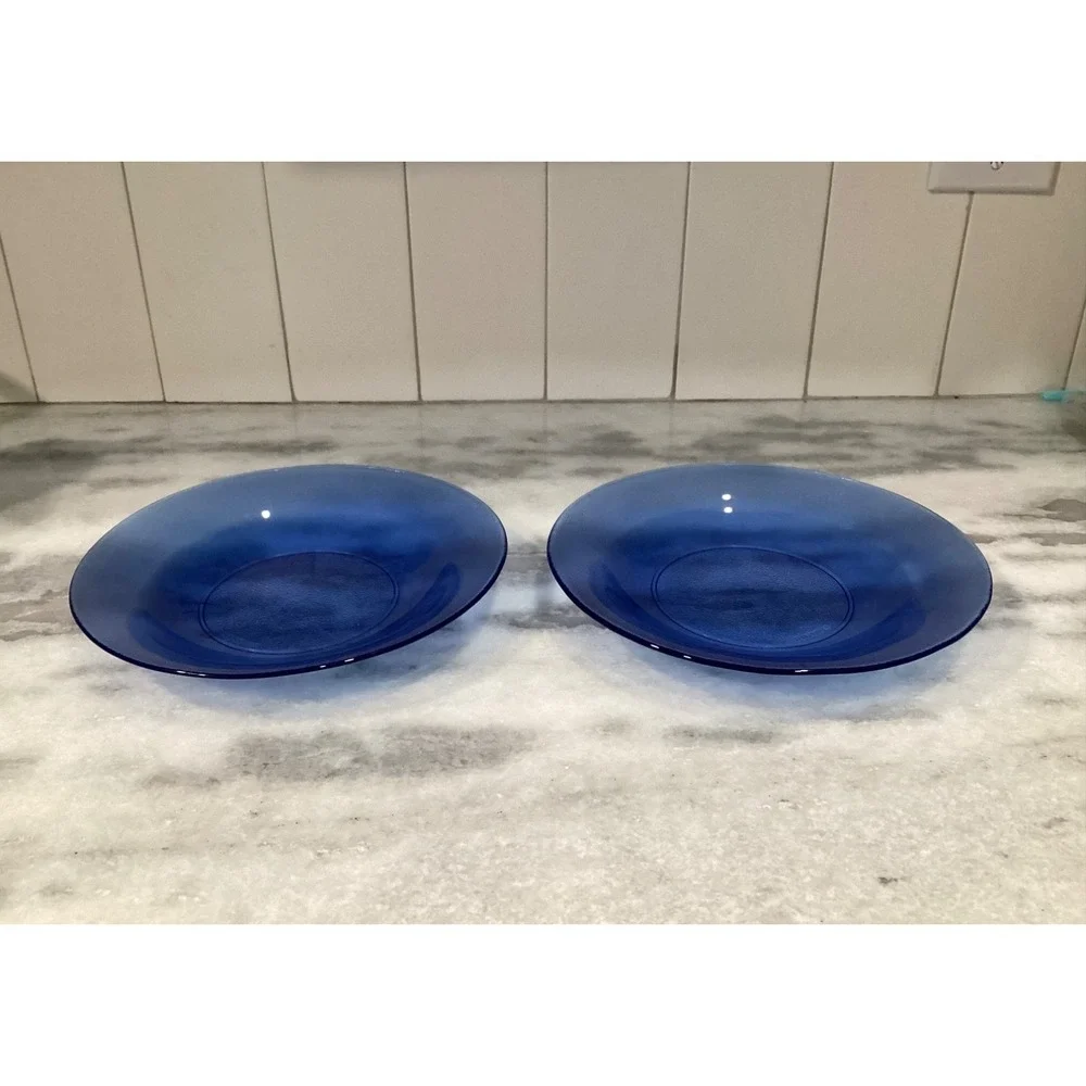 RESISTENTE BRAZIL Cobalt Blue Glass Pasta Bowls 8.75